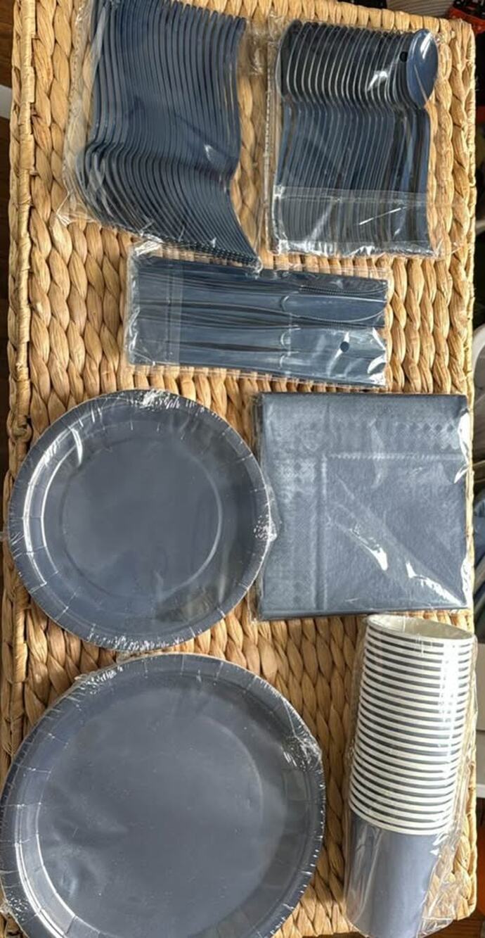 150 pc Navy Blue Disposable Party Tableware Set